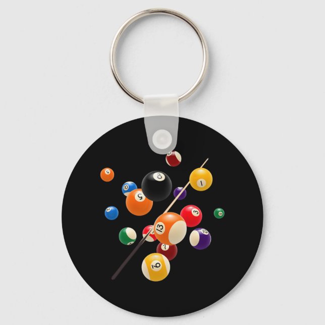 Enjoy Cool Pool Billiards Game Novelty Graphic Des Keychain (Front)