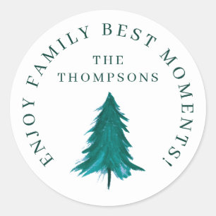 Enjoy Family Best Moments Christmas Ornaments Set Classic Round Sticker