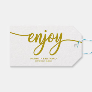 Enjoy  Gold Calligraphy Wedding Favour Tags