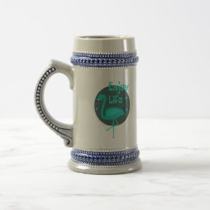 Enjoy life Kawaii beautiful flamingo blue & dark Beer Stein