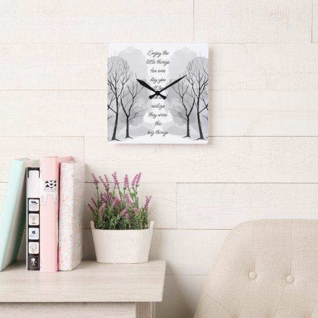 Enjoy Little Things Inspirational Life Quote Square Wall Clock (Reading Room)