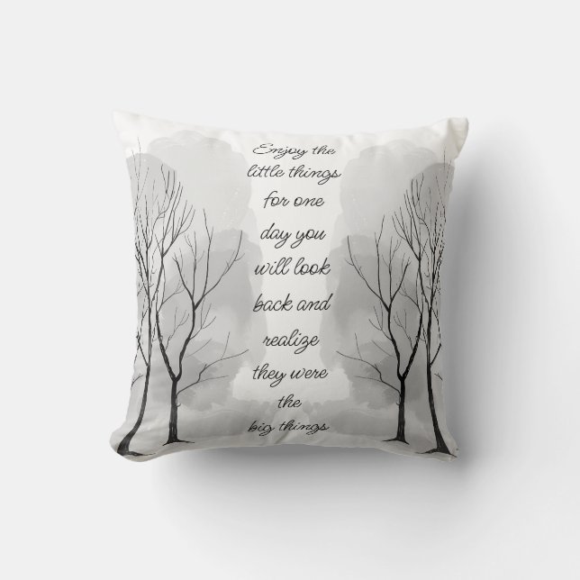 Enjoy Little Things Inspirational Life Quote Throw Pillow (Front)