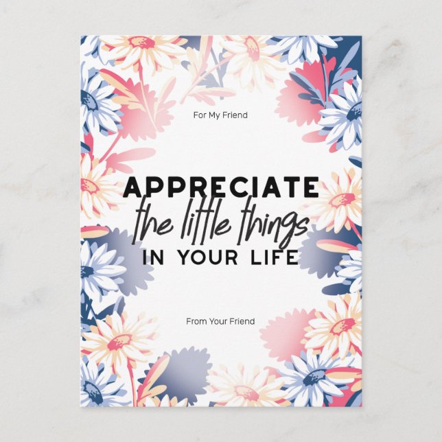 Enjoy little things quotes postcard (Front)