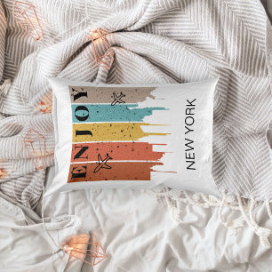 ENJOY NEWYORK, buildings, planes Travelling Accent Pillow