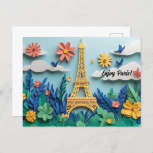 Enjoy Paris Paper Quilling Art Postcard