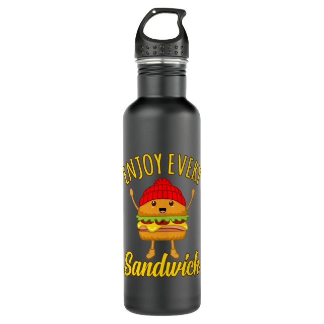Enjoy Sandwich Bologna Meat Food Lover Eater 710 Ml Water Bottle (Front)