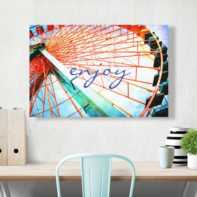 Enjoy Script Carnival Ferris Wheel Photo Bold Canvas Print (Creator Uploaded)