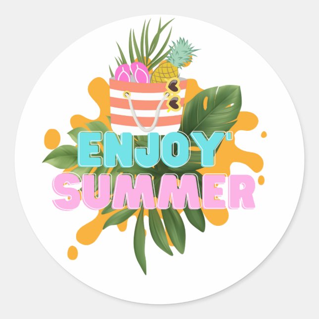 ENJOY SUMMER CLASSIC ROUND STICKER (Front)