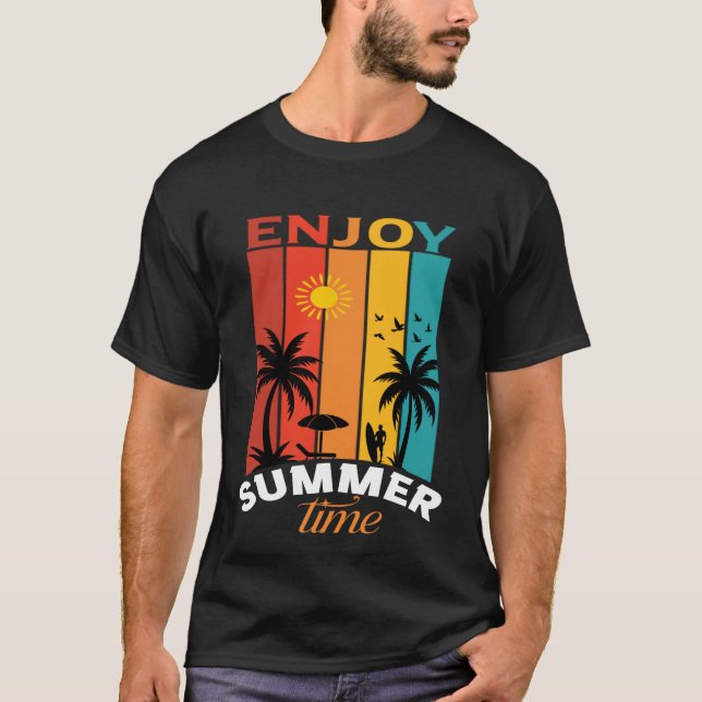 Enjoy Summer Time Retro Beach Tee (Front)