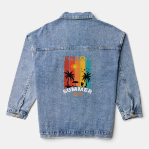 Enjoy Summer Time Retro Beach Tee Denim Jacket
