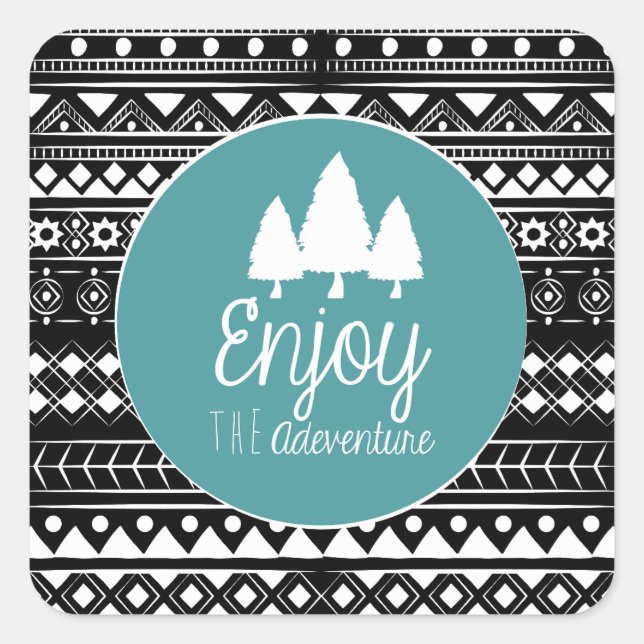 Enjoy The Adventure Boho Square Sticker (Front)
