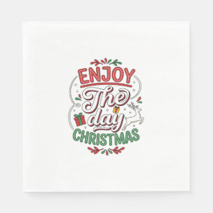 Enjoy The Day Christmas Reindeer Gift Napkin