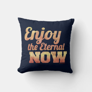 "Enjoy the Eternal Now" Vintage Watercolor Black Throw Pillow