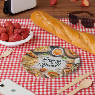 Enjoy the Food Pizza 2 Paper Plate