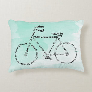 Enjoy the Journey Word Art Bicycle Over Watercolor Decorative Pillow