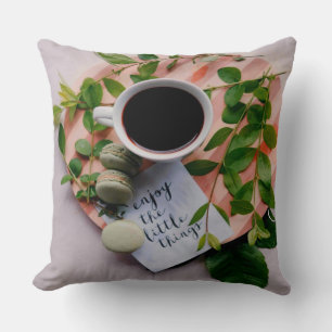 Enjoy The Little Things Coffee Cookies Peace Throw Pillow