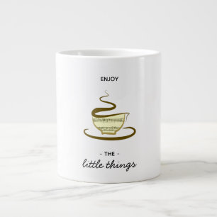 Enjoy The Little Things , Coffee Drawing Cute Large Coffee Mug