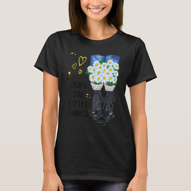 Enjoy The Little Things Daisy Daisies Inspirationa T-Shirt (Front)
