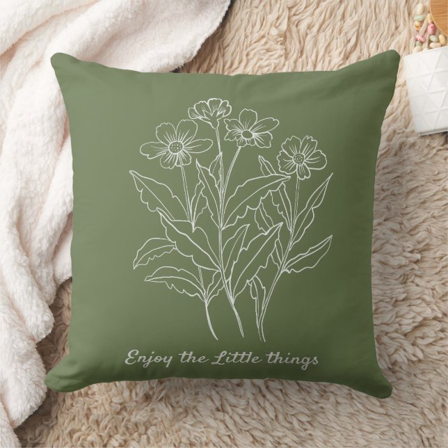 Enjoy the Little Things flowers Throw Pillow (Blanket)