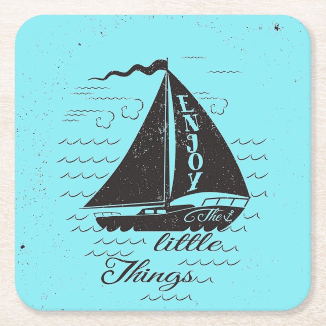 Enjoy The Little Things Poster Square Paper Coaster (Front)