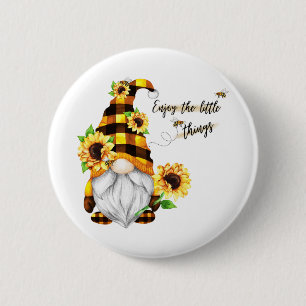 Enjoy the Little Things Sunflower Gnome 2 Inch Round Button