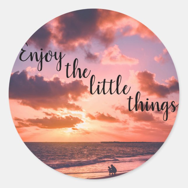 Enjoy the Little Things Sunset Beach Classic Round Sticker (Front)
