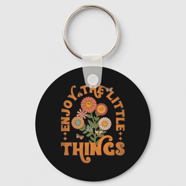 Enjoy The Little Things Vintage Flowers Life  Keychain (Front)