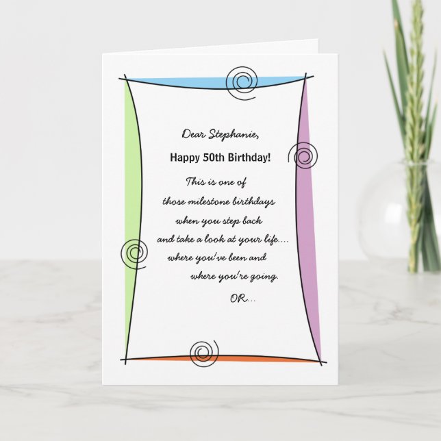 Enjoy the moment 50th Birthday Card (Front)