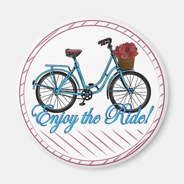 Enjoy The Ride Blue Bicycle Magnet (Front)