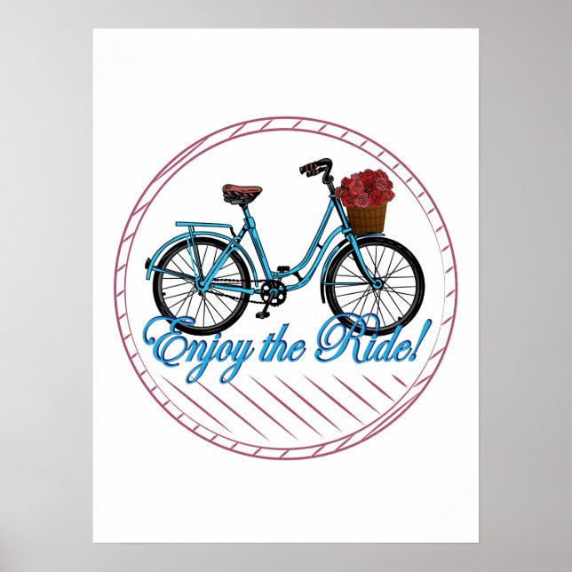 Enjoy The Ride Blue Bicycle Poster (Front)