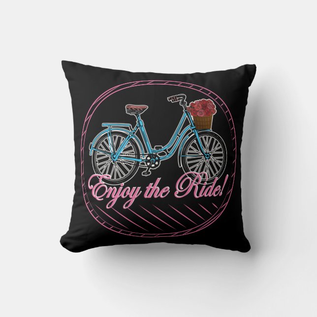 Enjoy The Ride Cute Bicycle Throw Pillow (Front)