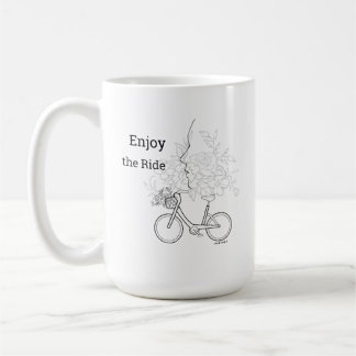  Enjoy the Ride: Minimalist Bicycle & Flower Art  Coffee Mug