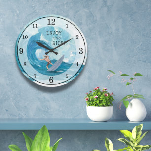 Enjoy the Ride! Surfer Acrylic Wall Clock