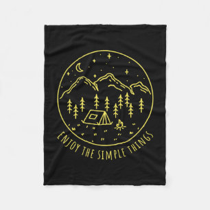 Enjoy the simple things campfire nature minimalist fleece blanket