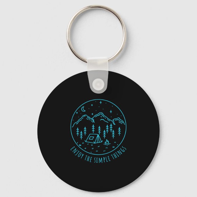 Enjoy the simple things campfire nature minimalist keychain (Front)
