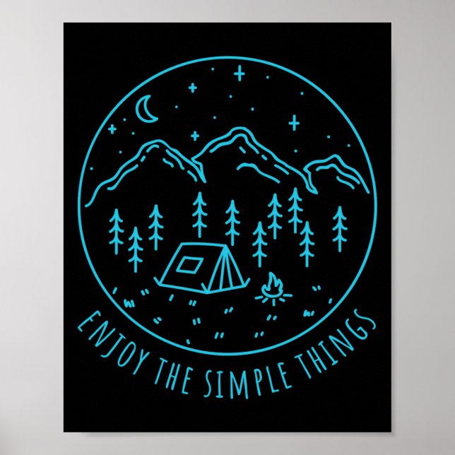 Enjoy the simple things campfire nature minimalist poster (Front)
