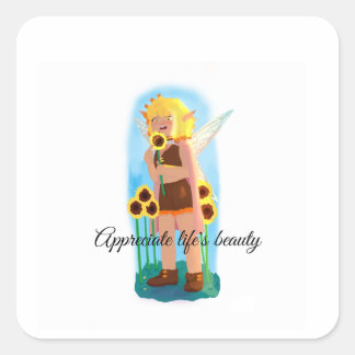 Enjoy the small things square sticker