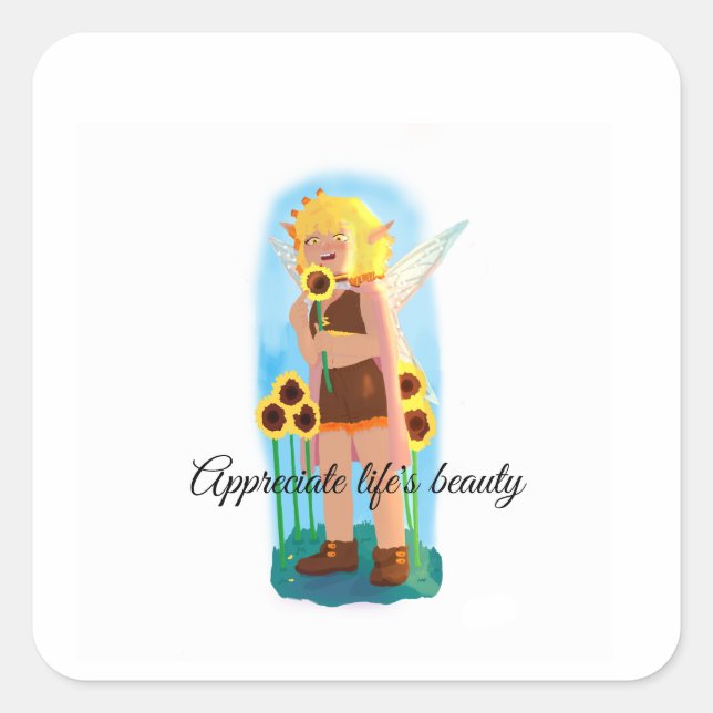 Enjoy the small things square sticker (Front)