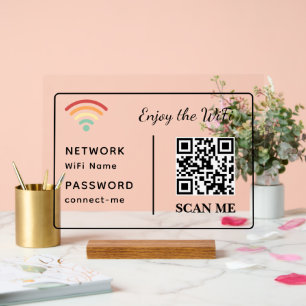 Enjoy the WiFi QR Code Network Name & Password Acrylic Sign
