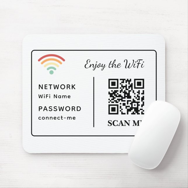 Enjoy the WiFi QR Code Network Name & Password Mouse Pad (With Mouse)