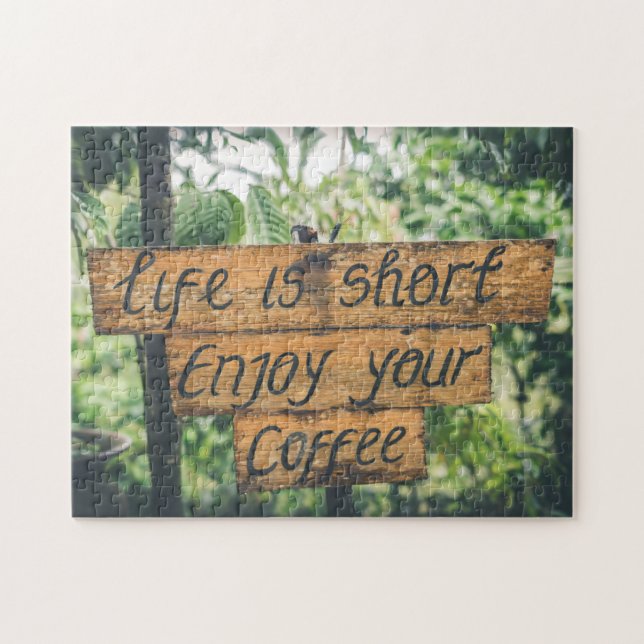 Enjoy Your Coffee Sign Quote Art Typographic Image Jigsaw Puzzle (Horizontal)