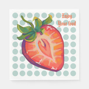 Enjoy your food. Strawberry Napkin