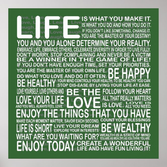 Enjoy your life poster in green (Front)