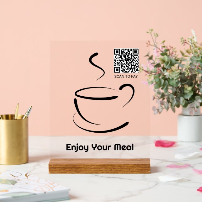 Enjoy your meal, scan QR code to pay Acrylic Sign (Wedding)