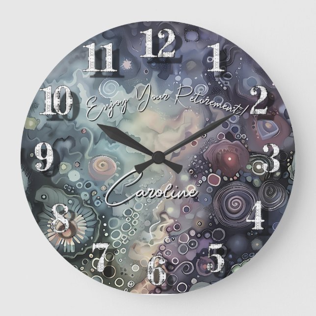 Enjoy Your Retirement Bold Dramatic Colours Large Clock (Front)