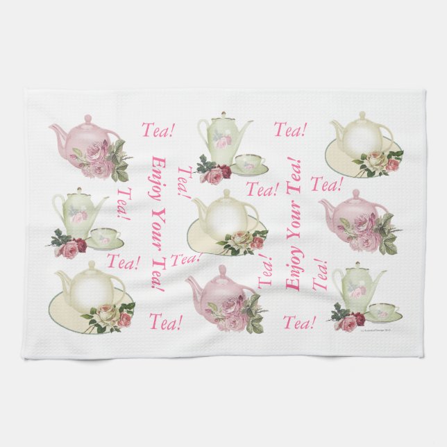 Enjoy Your Tea Teapot Tea Towel (Horizontal)