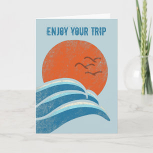 Enjoy Your Trip Retro Waves and Sun Greeting Card
