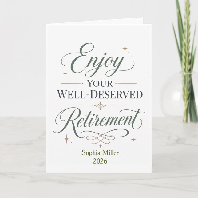 Enjoy Your Well-Deserved Retirement Personalized  Card (Front)