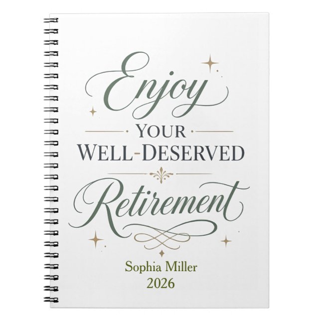 Enjoy Your Well-Deserved Retirement Personalized  Notebook (Front)
