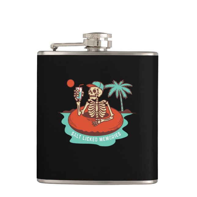 Enjoying a Cold One on a  Hip Flask (Front)